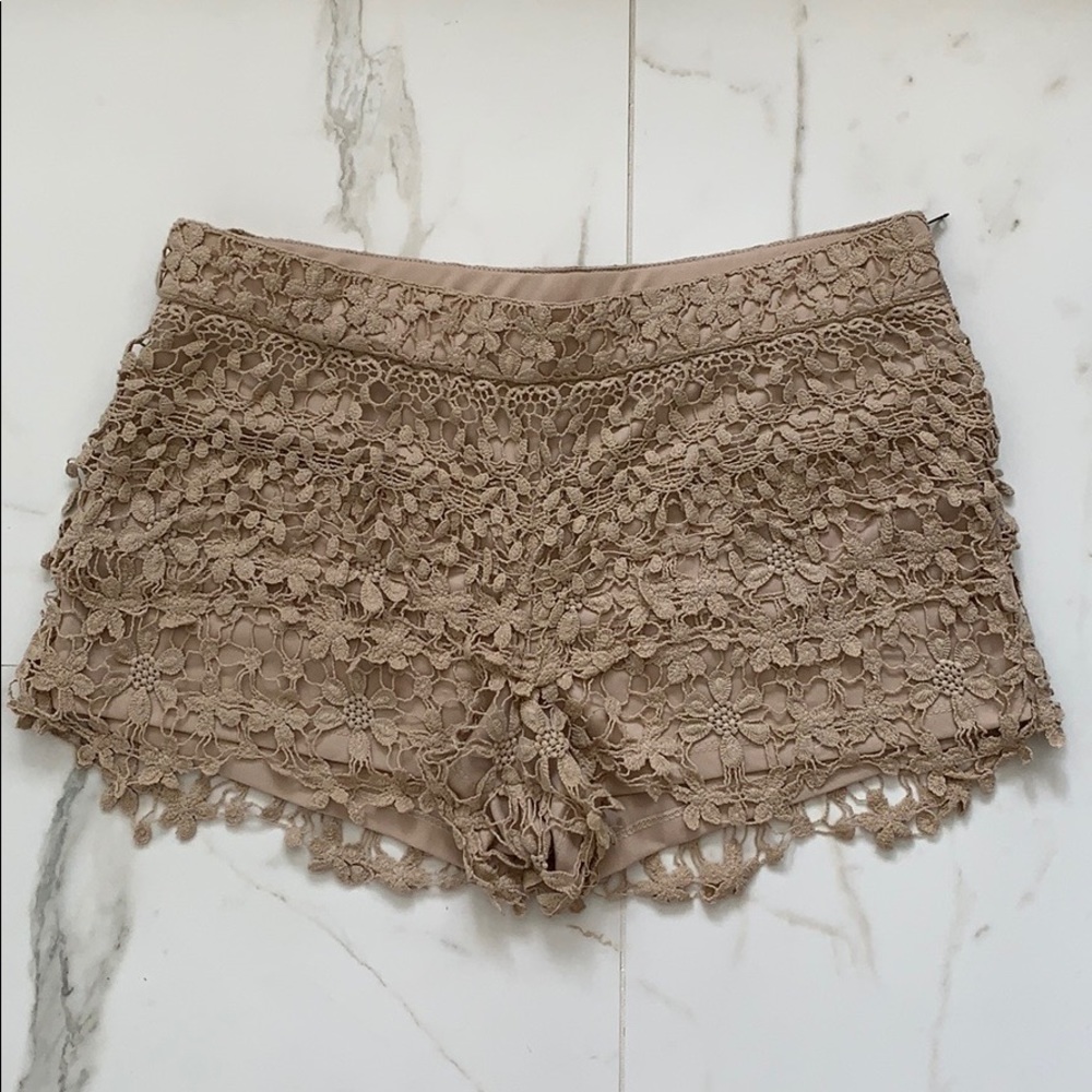 Beige Crochet Shorts
